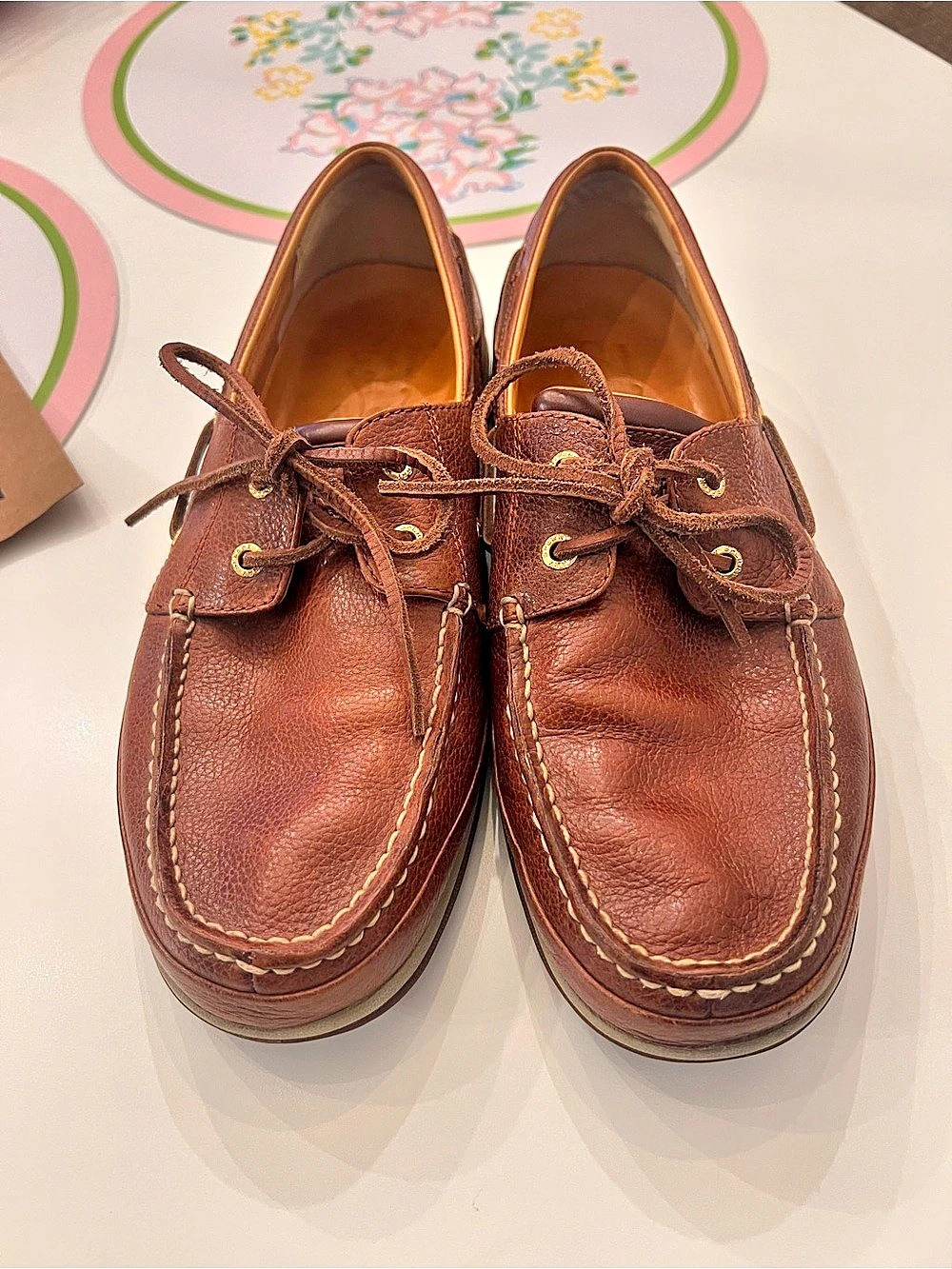 Sperry Gold Cup Authentic Original 2-Eye Boat Shoe Leather Brown size 10.5